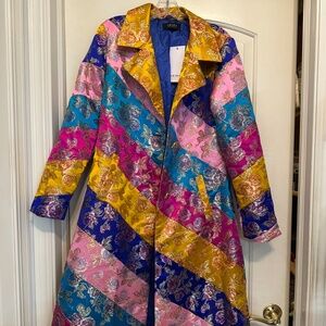 Biased Patchwork Brocade Trench Coat by Akira